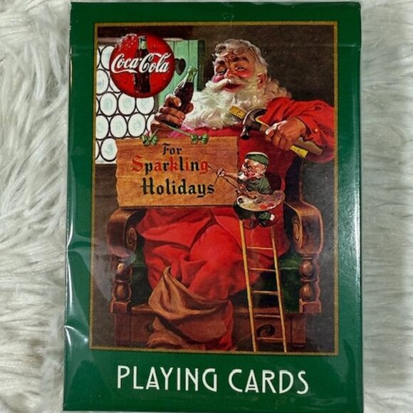 Vintage Coca-Cola Santa 'For Sparkling Holidays' Tin + 2 Decks of Playing Cards - Picture 9 of 13